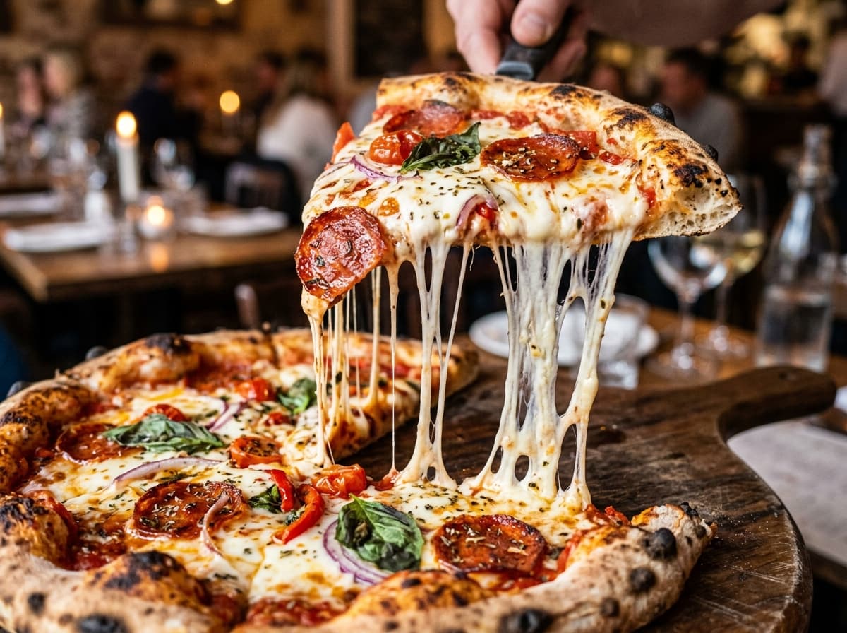 Melty mozzarella cheese pull